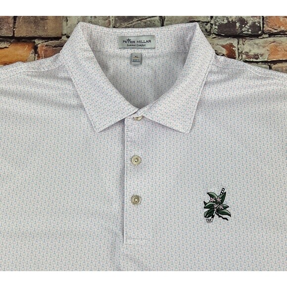 Peter Millar Summer Comfort Performance Golf Polo Palmer Laurel Valley White XL - Picture 1 of 11